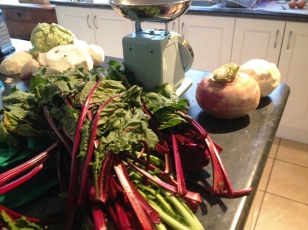preparing-turnips-and-beetroot-leaves-to-go-into-fermenting-jar-to-make-kimchi