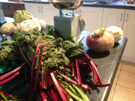 preparing-turnips-and-beetroot-leaves-to-go-into-fermenting-jar-to-make-kimchi